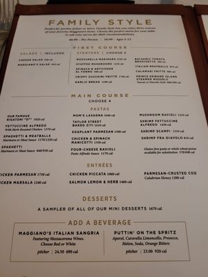 Menu photo 3 Maggiano's Little Italy Chicago, IL Menu photo 3 Maggiano's Little Italy Chicago, IL