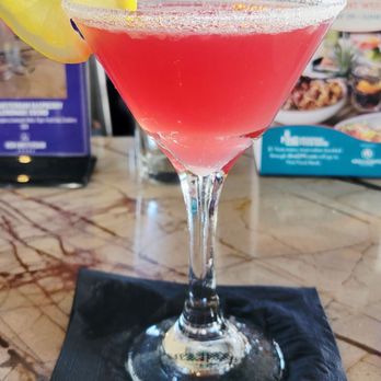 Kaiser Grille Chophouse - Pomegranate Lemon Drop Cocktail $16.00 (06/07/26). @KaiserGrille #PalmSprings #Beer #Cocktails #Burgers #Pizza #Pasta #Steaks #HappyHour - Mediterranean Near Me - Palm Springs, California