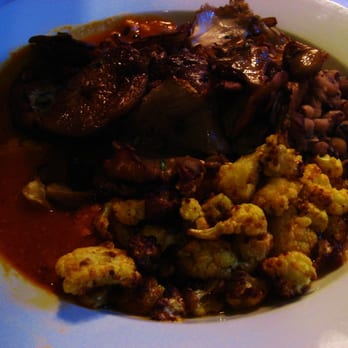 Elizabeth On 37th - Roasted shiitake and oyster mushrooms with local shelled peas and curried cauliflower - New American Near Me - Savannah, Georgia