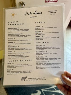 Menu photo 2 Hola Adios Coffeeshop Tustin, CA