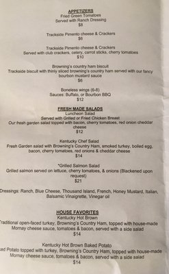 Menu photo 2 Trackside Paris, KY