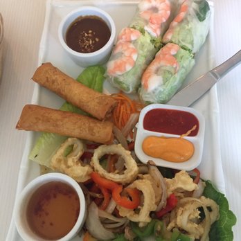 Basilic Vietnamese Grill - Combination appetizer! Spring rolls, egg rolls, & calamari! - Vietnamese Near Me - Boca Raton, Florida Basilic Vietnamese Grill - Combination appetizer! Spring rolls, egg rolls, & calamari! - Vietnamese Near Me - Boca Raton, Florida