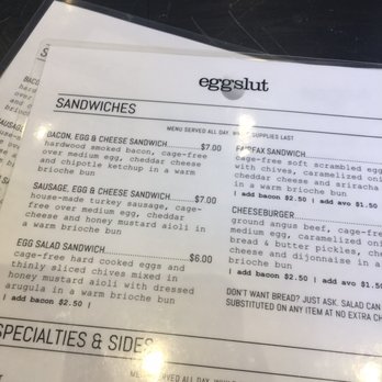 Eggslut - Menu - New American Near Me - Glendale, California