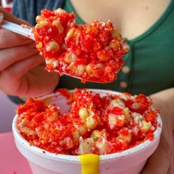 La Michoacana Plus - Tulare - Hot Cheetos esquites (Corn in a cup with hot Cheetos)