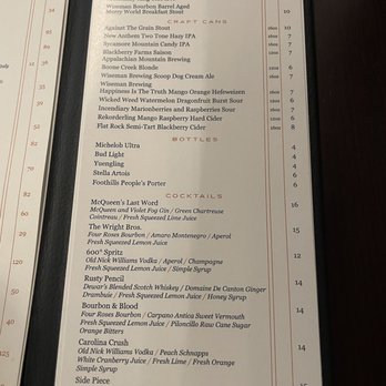 Six Hundredº - Drink Menu - Steakhouses Near Me - Winston-Salem, North Carolina