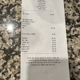 Receipt of where they didn't charge me half for something I didn't order. Receipt of where they didn't charge me half for something I didn't order.