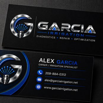 Garcia Irrigation - New Garcia Irrigation business cards.
Clean design. Professional finish. - Irrigation Near Me Garcia Irrigation - New Garcia Irrigation business cards.
Clean design. Professional finish. - Irrigation Near Me