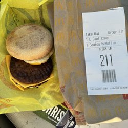 McDonald's - The worst sausage egg and cheese mcmuffin ever. Look how old and dried out that sausage is!