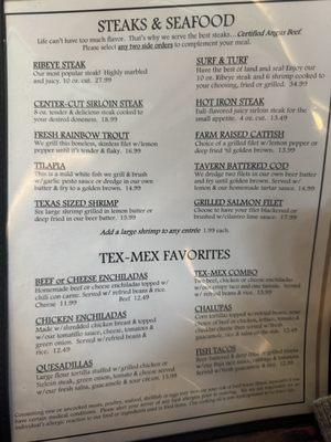 Menu photo 4 Billy Gene's Restaurant Kerrville, TX