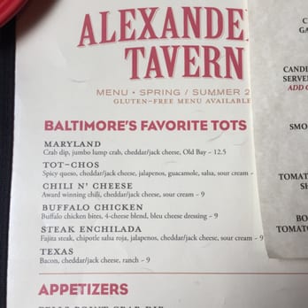 Alexander's Tavern - Menu (Tots) - Bars Near Me - Baltimore, Maryland Alexander's Tavern - Menu (Tots) - Bars Near Me - Baltimore, Maryland