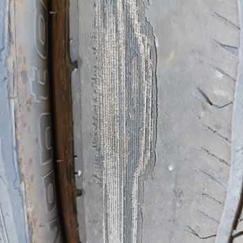 Cornerstone Automotive - Steel belts showing through from the faulty alignment. - Auto Repair Near Me - Oceanside, California