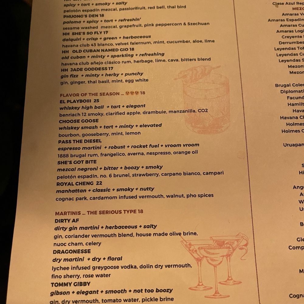 Phuc Yea - Cocktail menu - Vietnamese Near Me - Miami, Florida