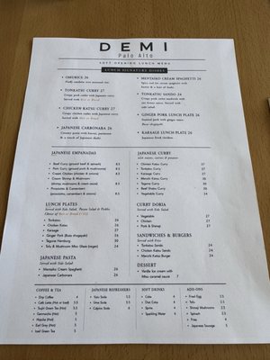 Menu photo 7 DEMI Palo Alto, CA