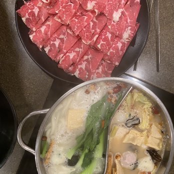Mongolian Hot Pot - Beef, Baby Bok Choy, Fish Balls with Roe, Beancurd Sticks - Chinese Near Me - San Diego, California