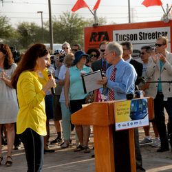 sun link - 20140725 Tucson Modern Streetcar Dedication at Congress - Regina Romero and Mayor Jonathan Rothschild