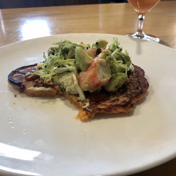 Mercantile - King Crab - kimchi pancake with avocado and king crab on top - New American Near Me - Denver, Colorado Mercantile - King Crab - kimchi pancake with avocado and king crab on top - New American Near Me - Denver, Colorado