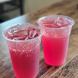 D's Lectables - Cookies, Coffee & Community - Blood Orange Spritzer - blood orange tea, perrier, and house blood orange syrup