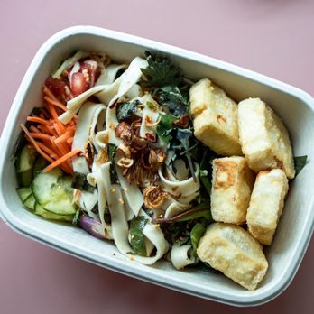 Basil the Bold - BYO bowl - crispy garlic tofu, citrusy toasted rice larb spice, chewy noodles - Caterers Near Me - San Francisco, California Basil the Bold - BYO bowl - crispy garlic tofu, citrusy toasted rice larb spice, chewy noodles - Caterers Near Me - San Francisco, California