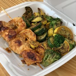 Chicken Kabob and Shrimp Kabob Platter with Veggies Chicken Kabob and Shrimp Kabob Platter with Veggies