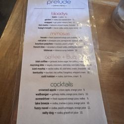 Prelude - Drink menu
