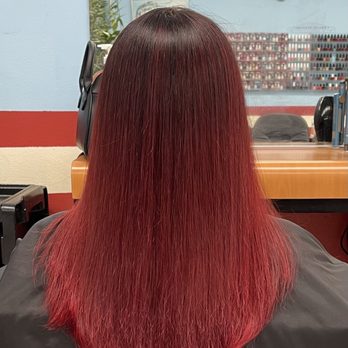 Fantasy Salon 4U - Final product! Red/pink ombre - Hair Salons Near Me - Cypress, California