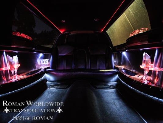 Photo of Roman Worldwide Transportation - Huntington Beach, CA, US. 6 Passenger Lincoln Stretch Limousine, intimate face to face seating, fully loaded comfort.