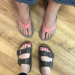 Pedicure result: neon pink is gel and orange is regular Pedicure result: neon pink is gel and orange is regular