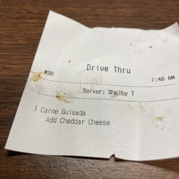 Fuego Tortilla Grill - Receipt for wrong order - Tex-Mex Near Me - College Station, Texas Fuego Tortilla Grill - Receipt for wrong order - Tex-Mex Near Me - College Station, Texas