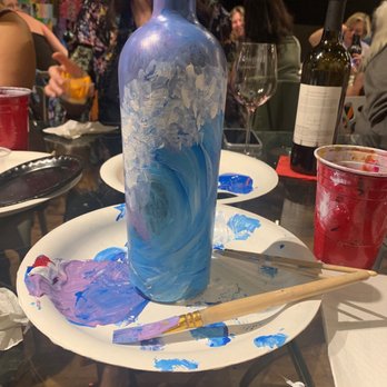 Inspired Art Wine - My wave painting wine bottle - Art Classes Near Me - Costa Mesa, California Inspired Art Wine - My wave painting wine bottle - Art Classes Near Me - Costa Mesa, California