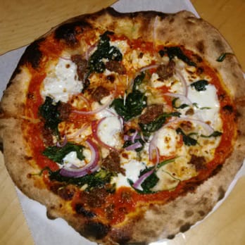 Pitfire Pizza - Merguez sausage, feta and spinach - plain tasting, disappointed - Pizza Near Me - Costa Mesa, California Pitfire Pizza - Merguez sausage, feta and spinach - plain tasting, disappointed - Pizza Near Me - Costa Mesa, California