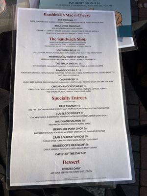 Menu photo 1 Braddock's Medford, NJ