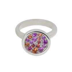 Disegno Fine Jewellery - 18k white gold set with hot pink and orange sapphires
