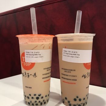 TeaTop - Oolong Milk Tea and Earl Grey Milk Tea (the Oolong tastes stronger) - Bubble Tea Near Me - Newark, California TeaTop - Oolong Milk Tea and Earl Grey Milk Tea (the Oolong tastes stronger) - Bubble Tea Near Me - Newark, California