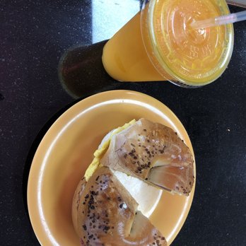Wonder Bagels - Taylor ham, egg & cheese. Large OJ - Bagels Near Me - Bayonne, New Jersey