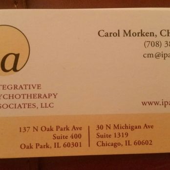 Integrative Psychotherapy Associates, LLC - Carol Morken business card - Psychologists Near Me - Chicago, Illinois Integrative Psychotherapy Associates, LLC - Carol Morken business card - Psychologists Near Me - Chicago, Illinois
