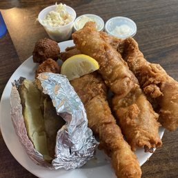 Beer battered with baked potato Beer battered with baked potato