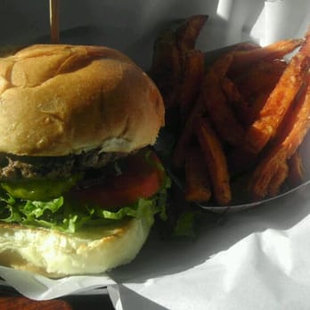 Ty's Burger House - Kangaroo burger with sweet potato fries. - Burgers Near Me - Oceanside, California Ty's Burger House - Kangaroo burger with sweet potato fries. - Burgers Near Me - Oceanside, California