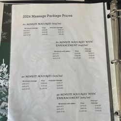 Spa Amore - Information about massage packages