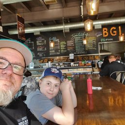 Me and the boy waiting for our meal