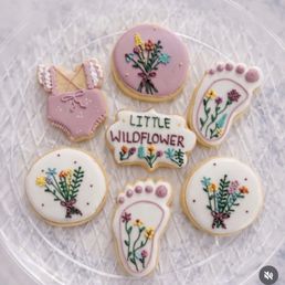 Wildflower themed baby shower cookies