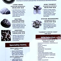 PA Mushroom Company - Menu of mushrooms