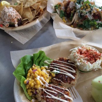 Sea Salt Eatery - Crab stuffed avocado, Crabcake Basket and scallop tacos. - Seafood Near Me - Minneapolis, Minnesota Sea Salt Eatery - Crab stuffed avocado, Crabcake Basket and scallop tacos. - Seafood Near Me - Minneapolis, Minnesota