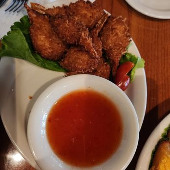 The Nugget - Coconut shrimp and bottled dipping sauce - American Near Me - Goleta, California The Nugget - Coconut shrimp and bottled dipping sauce - American Near Me - Goleta, California