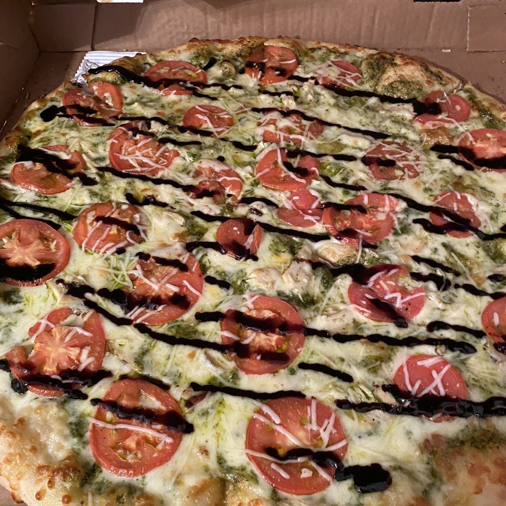 The Post - The Colossus (pesto based, tomato, chicken and balsamic glaze) - Pizza Near Me - Louisville, Kentucky The Post - The Colossus (pesto based, tomato, chicken and balsamic glaze) - Pizza Near Me - Louisville, Kentucky