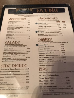 Menu photo 6 Beartooth Barbecue West Yellowstone, MT