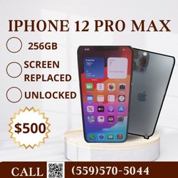Model :- Iphone 12 Pro Max
Storage :- 256GB
Factory Unlocked 
Screen Replaced

Ready for Pick up At CellProsBarstow