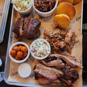 KINSmoke - 4x4 plate with ribs, pulled pork, double order of brisket, beans, regular coleslaw, horseradish coleslaw, tater tots - Barbeque Near Me - Healdsburg, California KINSmoke - 4x4 plate with ribs, pulled pork, double order of brisket, beans, regular coleslaw, horseradish coleslaw, tater tots - Barbeque Near Me - Healdsburg, California