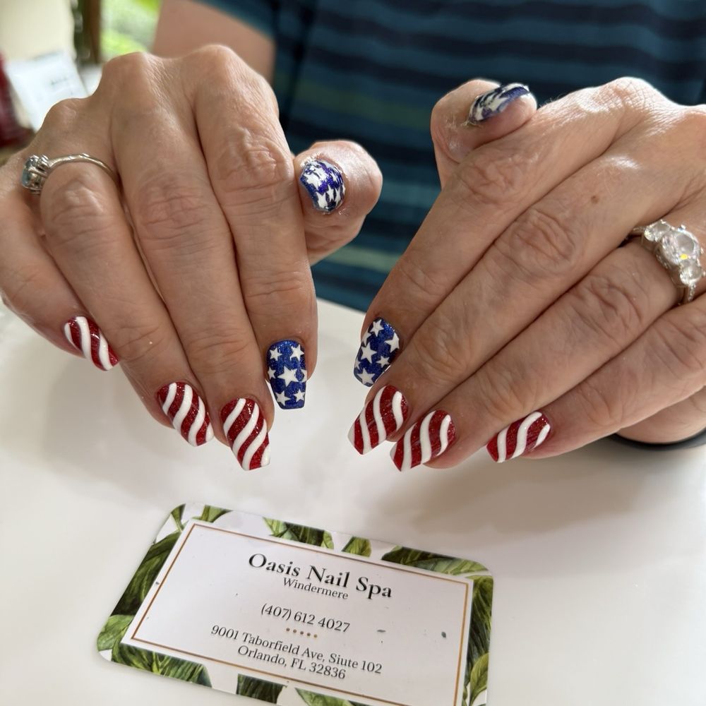 Oasis Nails Spa Windermere - Three cheers for the red white and blue! - Nail Salons Near Me - Orlando, Florida Oasis Nails Spa Windermere - Three cheers for the red white and blue! - Nail Salons Near Me - Orlando, Florida
