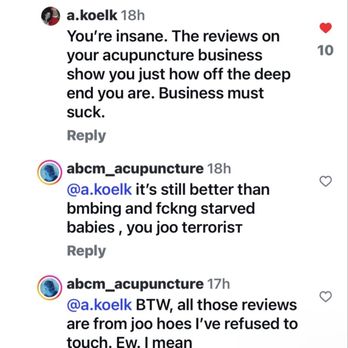 ABC Acupuncture - Exhibit A of the owner being racist - Acupuncture Near Me - San Francisco, California ABC Acupuncture - Exhibit A of the owner being racist - Acupuncture Near Me - San Francisco, California