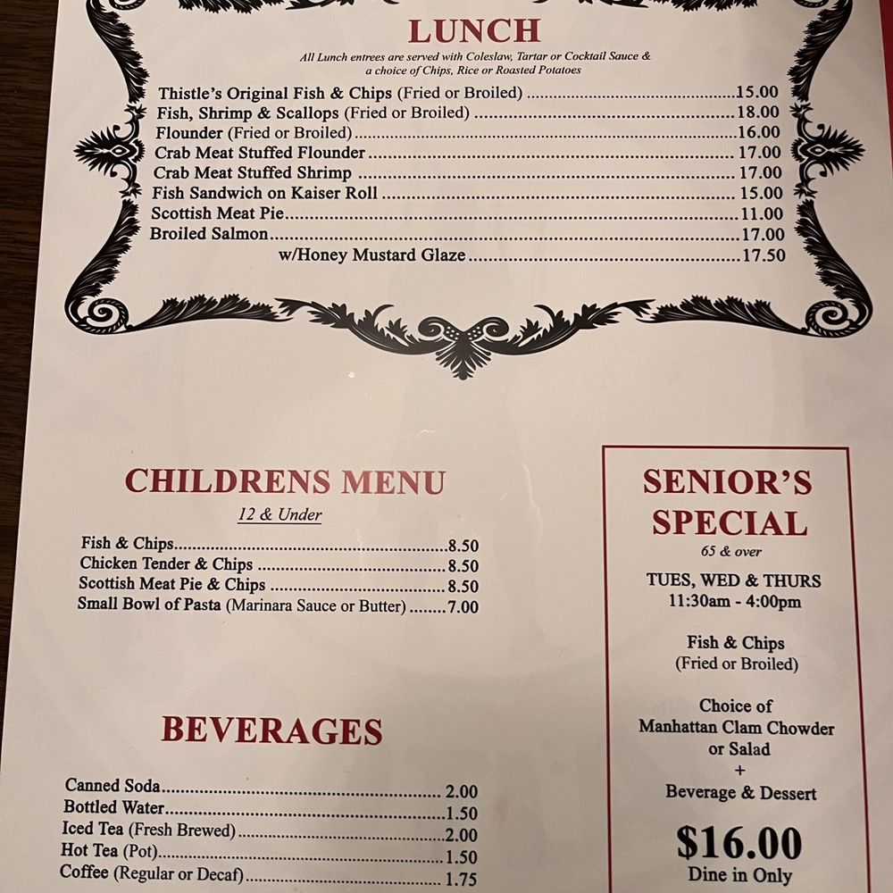 The Thistle Fish And Chips - Menu back - Fish & Chips Near Me - Lyndhurst, New Jersey The Thistle Fish And Chips - Menu back - Fish & Chips Near Me - Lyndhurst, New Jersey